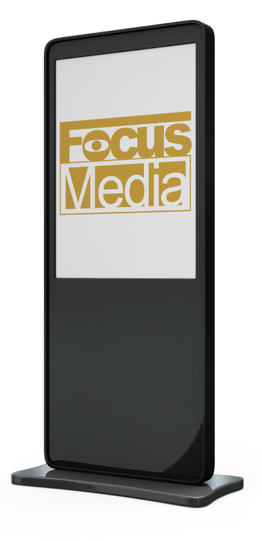 a smartphone displaying 'Focus Media'