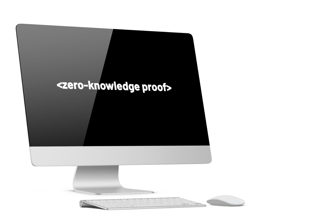 a PC displaying 'zero-knowledge proof'
