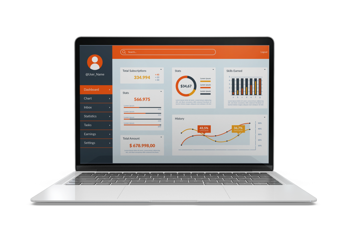 a laptop displaying financial statements